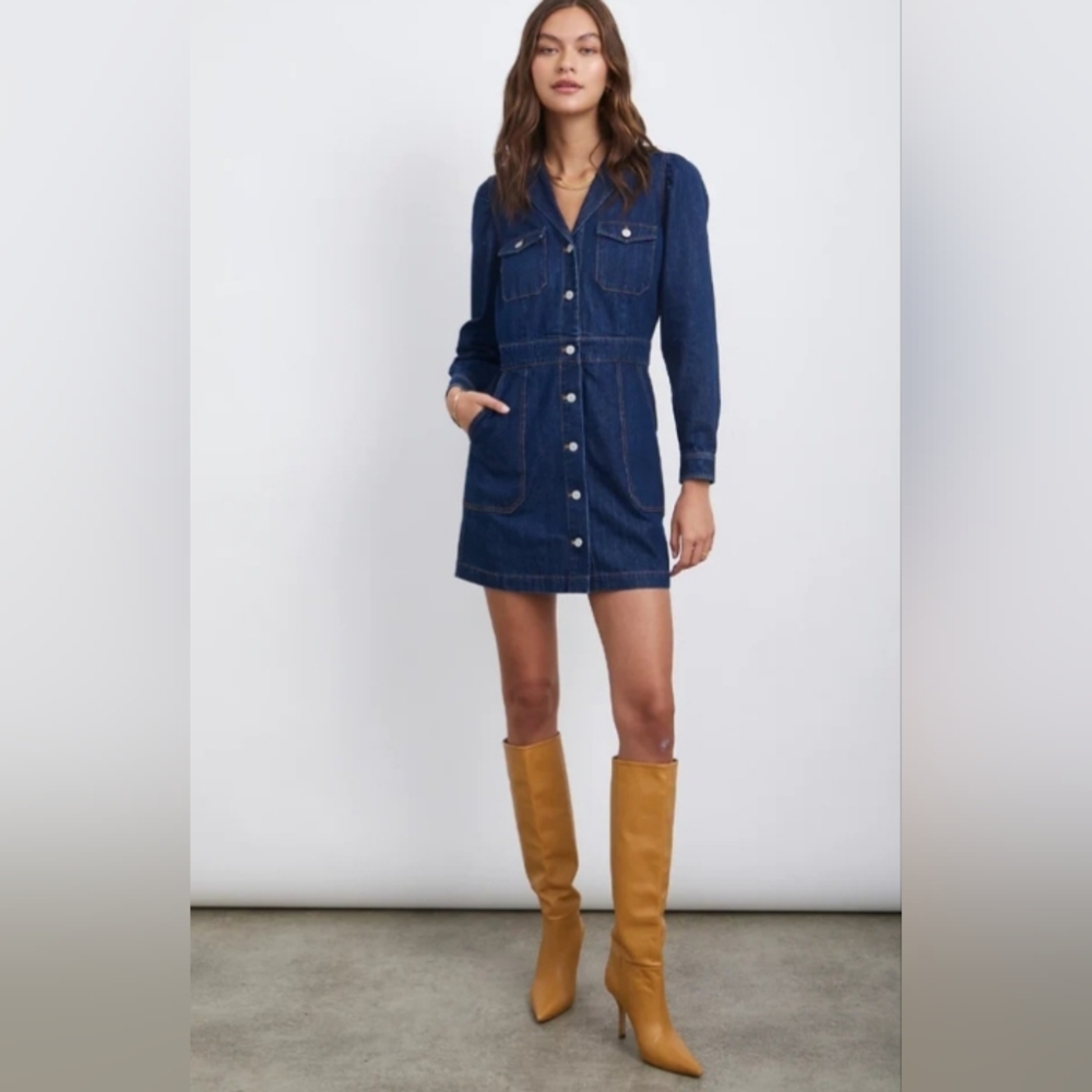 Rails Lisette Long Sleeve Denim Jean Dress Size Medium Shirtdress